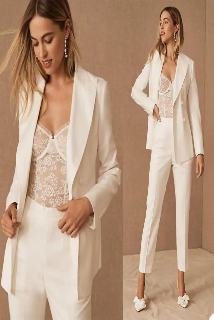 Nova chegada primavera mãe da noiva calça ternos branco feminino terno blazer calças casaco formal festa de negócios baile smoking5429493