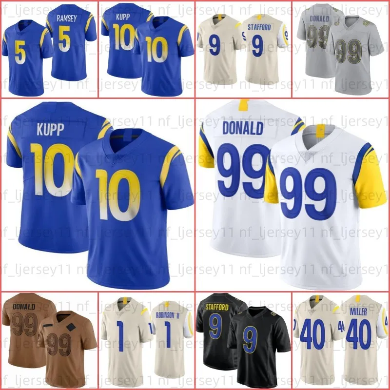 Aaron Donald Matthew Stafford Football Jersey Puka Nacua Cooper Kupp Stetson Bennett Van Jefferson Tyler Higbee Tutu Atwell Kyren Williams