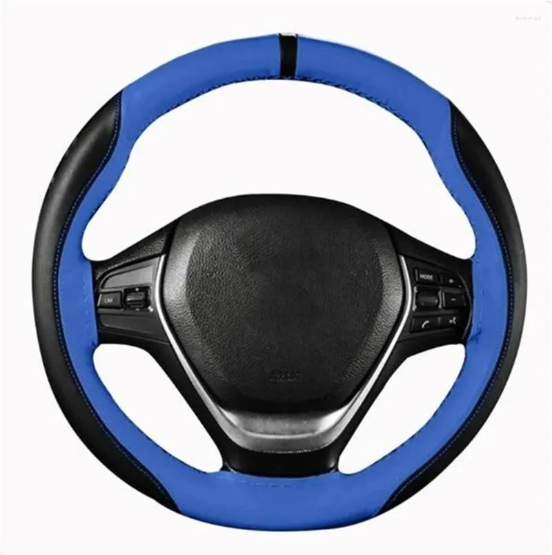 Capas de volante diy trança de couro artificial no volante do carro com agulha e linha acessórios interiores