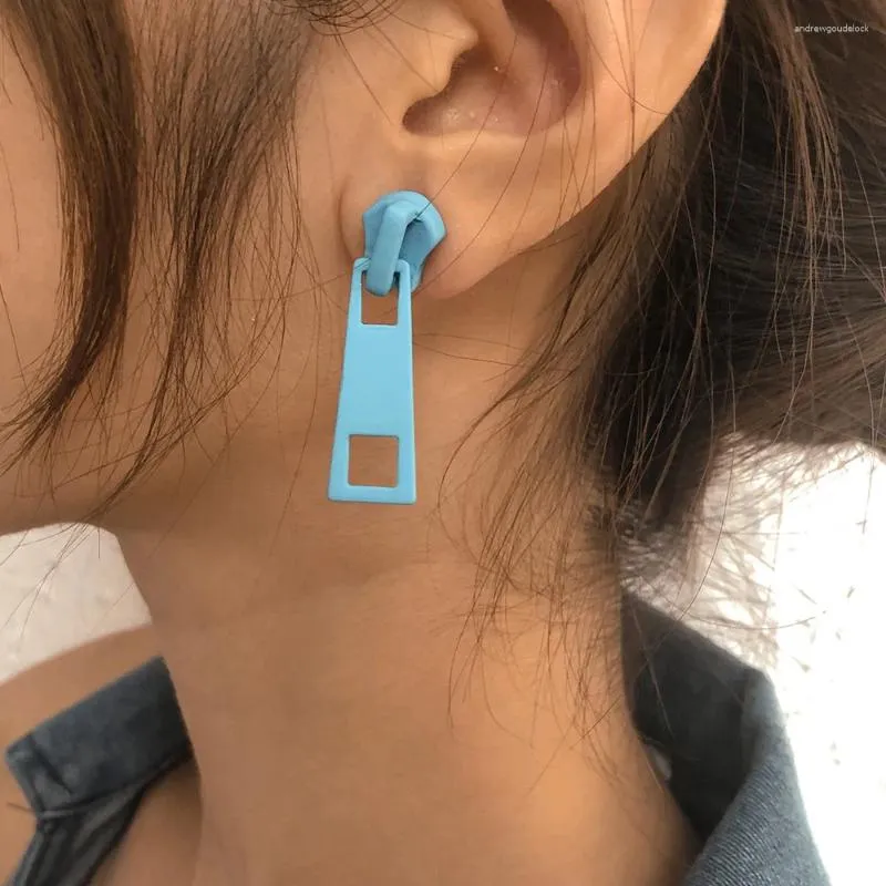 Boucles d'oreilles Jewdy 2024 tendance mode bijoux créatifs couleur bonbon boucle d'oreille à glissière pour les femmes couleur métal personnalité