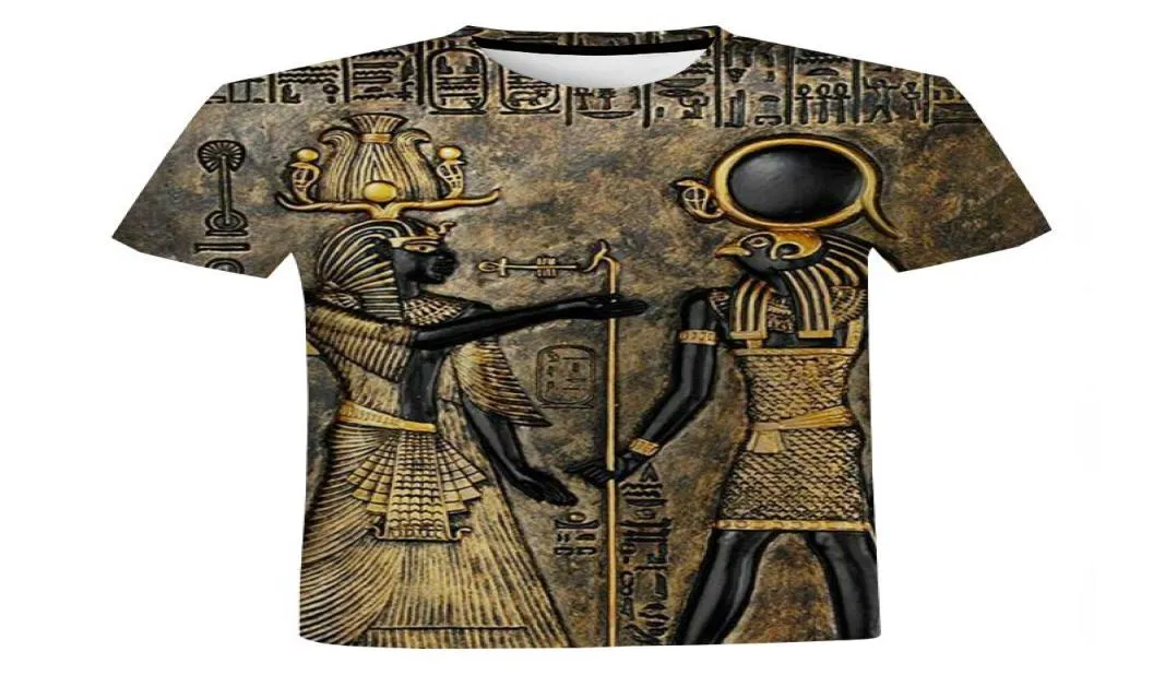 Men039s Tshirts Ancient Black Egyptian Art 3D Printed Tshirt Men Men Men Fashion Fashion Straszne krótkie rękawy Egipt Klasyczny streetwear5616063