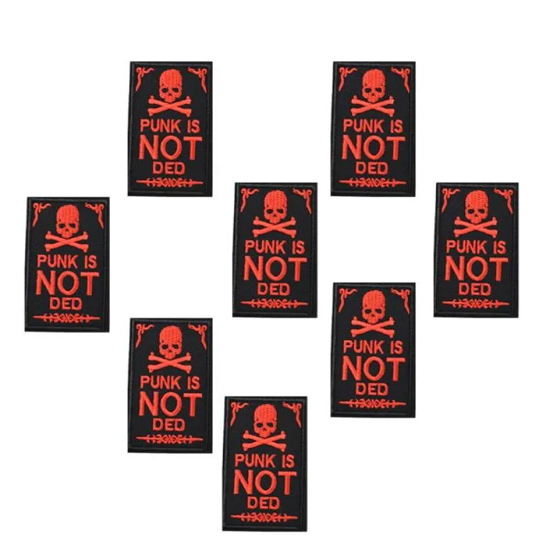 10 Stück Punk-rote Totenkopf-Abzeichen-Aufnäher für Kleidung, gestickter Aufnäher zum Aufbügeln, Nähzubehör, DIY-Kleidung, 7902506