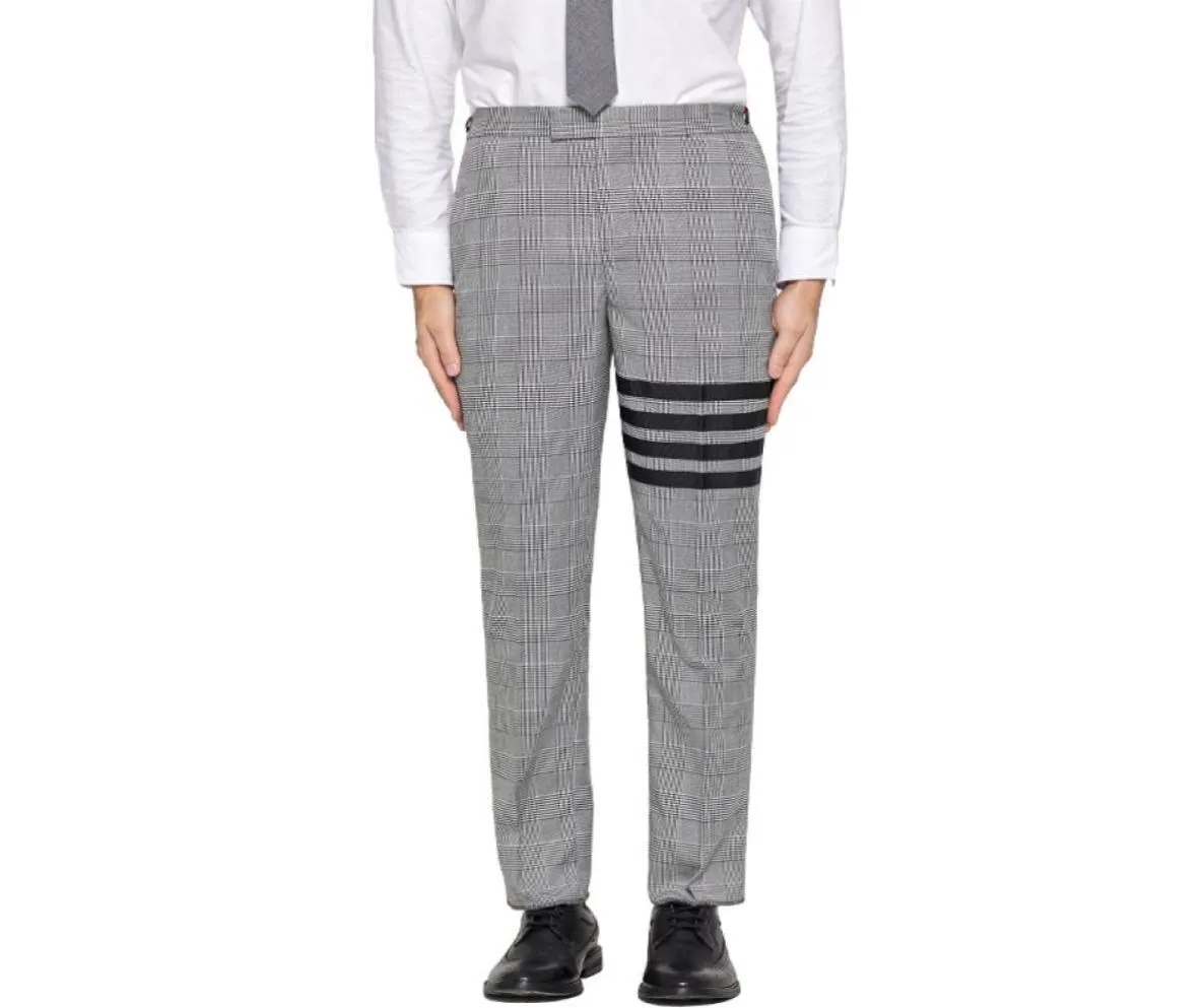 Marca de moda masculina casual terno calças cinza xadrez preto listrado primavera e outono negócios formal 7242426