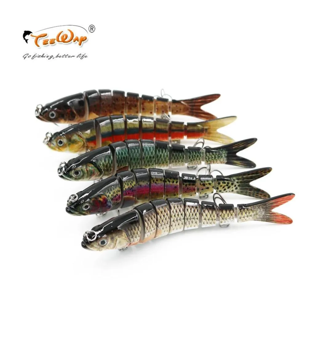 Levensecht Vissen Lokken 8 Segment Swimbait Crankbait Hard Aas Langzaam 30g 14cm Met 6 Vishaken Visgerei7895419