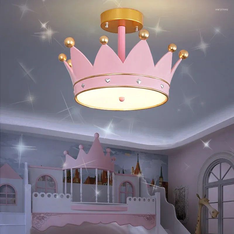 天井照明ヨーロッパの子供用ベッドルームランプガールシンプルな漫画温かいクリエイティブプリンセスルームクラウン