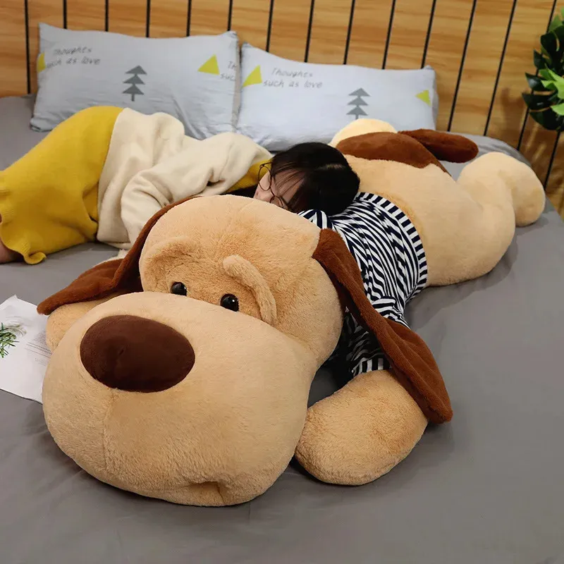 Chien géant en peluche jouet gros dormir peluche chiot poupée doux animal dessin animé oreiller bébé dos coussin filles cadeau d'anniversaire 240223