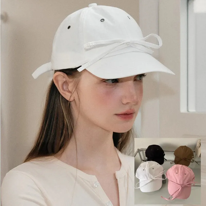 Version coréenne mignon ruban arc casquette de Baseball pour les femmes printemps été polyvalent bec de canard chapeau parasol chapeau Y2k fille 240301