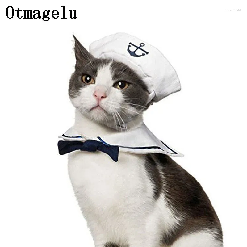 Trajes de gato de estimação de roupas de cachorro de cachorro pequeno para gatos para roupas de vestuário para Halloween Cosplay Navy Marinheiro Acessórios