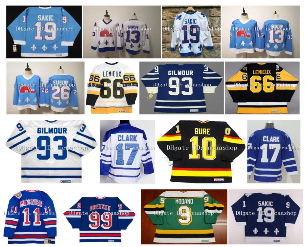 Vintage Hockey Jerseys Joe Sakic Quebec Nordiques Doug Gilmour Wendel Clark Pavel Bure Mats Sundin Peter Stastny Lemieux Brian Lee4824866