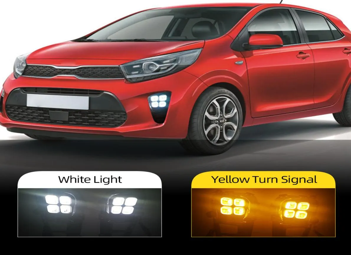 2Pcs For Kia Picanto 2017 2018 2019 2020 LED Fog Lights DRL LED headlight Daytime Running Light Front Bumper Lamp Assembly9857591