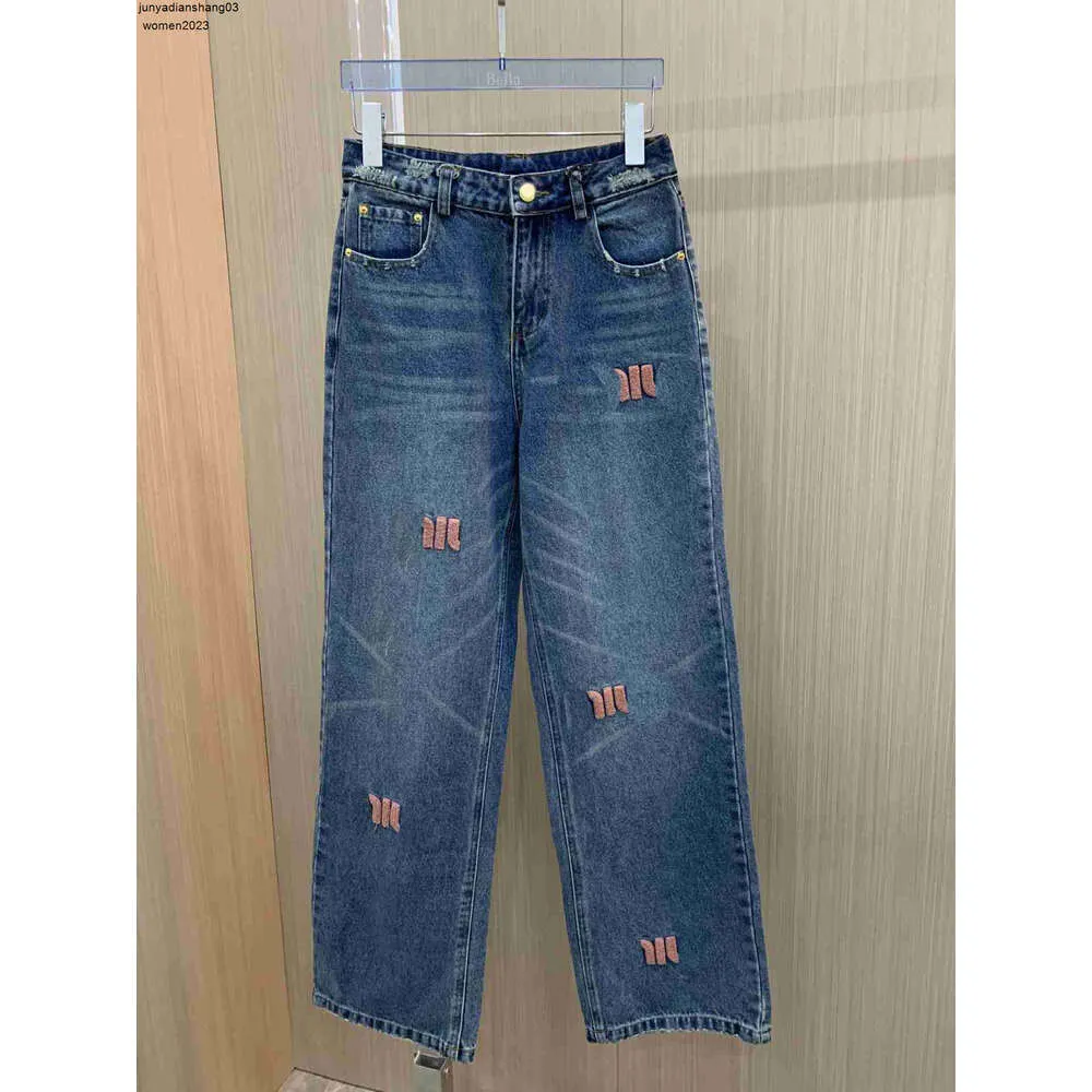 مصممة سراويل فاخرة سراويل جينز أزياء مستقيمة النحافة العلامة التجارية للسيدات ملابس واسعة الساق