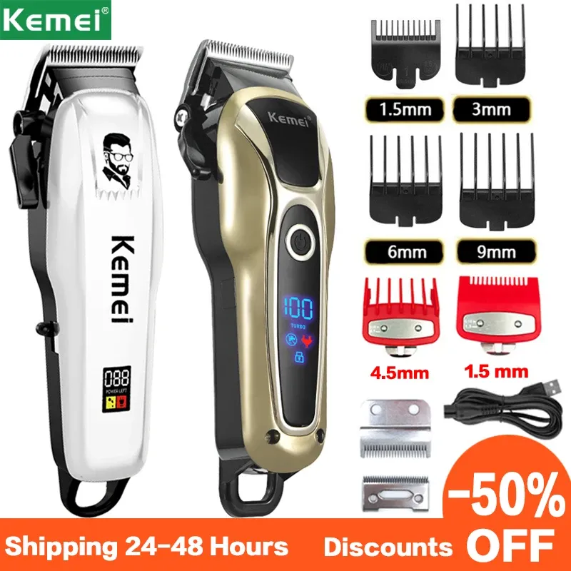 Trimmers Kemei Hair Trimm Electric Hair Clipper for Menless Barber Trimmer Hair Hair Machine Machine USB LCD rechargeable