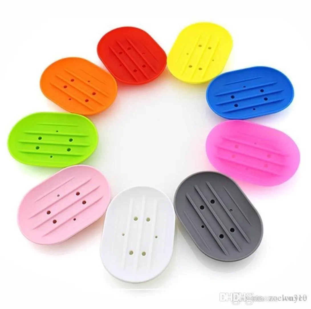 Flexible Silicone Soap Dish Plate Nonslip Bathroom Soap Holder Fashion Candy Color Storage Soap Rack Container For Bath Shower XV2834474