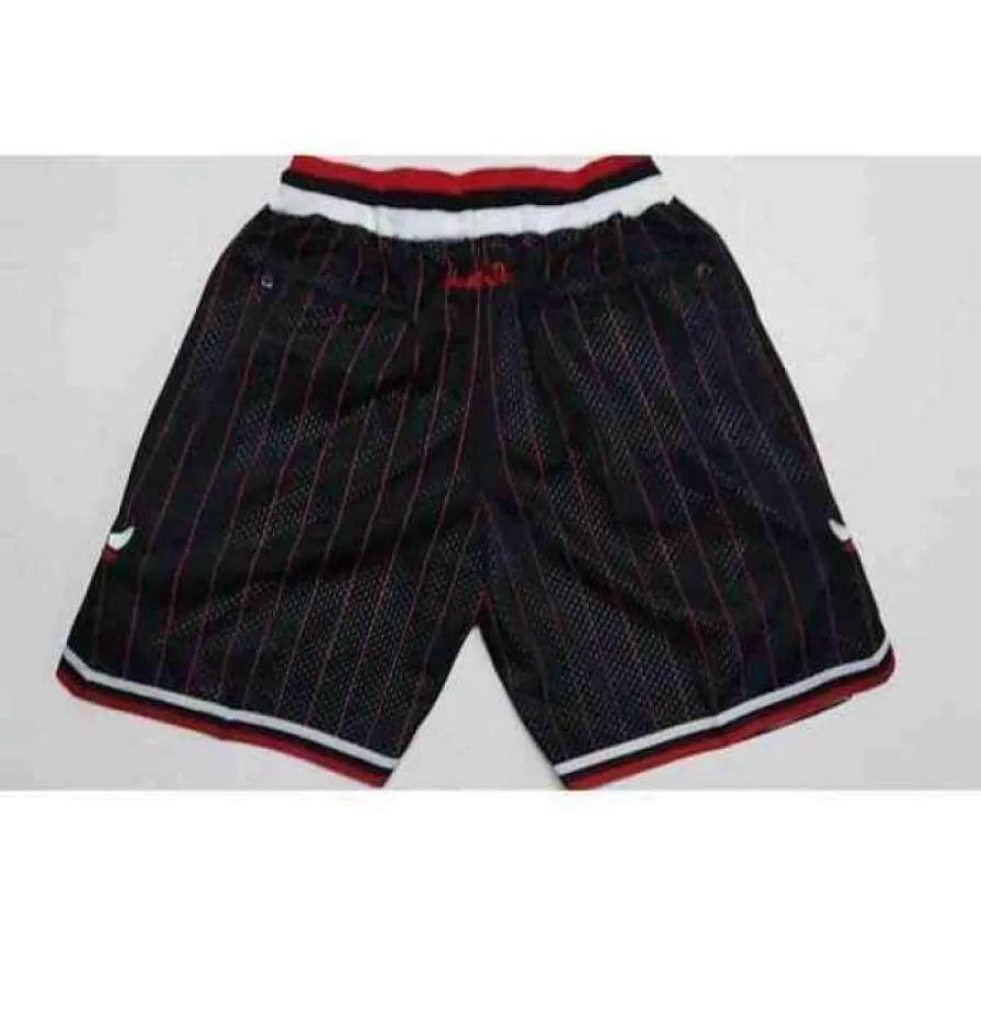 Zach LaVine Michael Bulls Black Big Stripes broderi Regelbundna säsong basket shorts byxor6437497