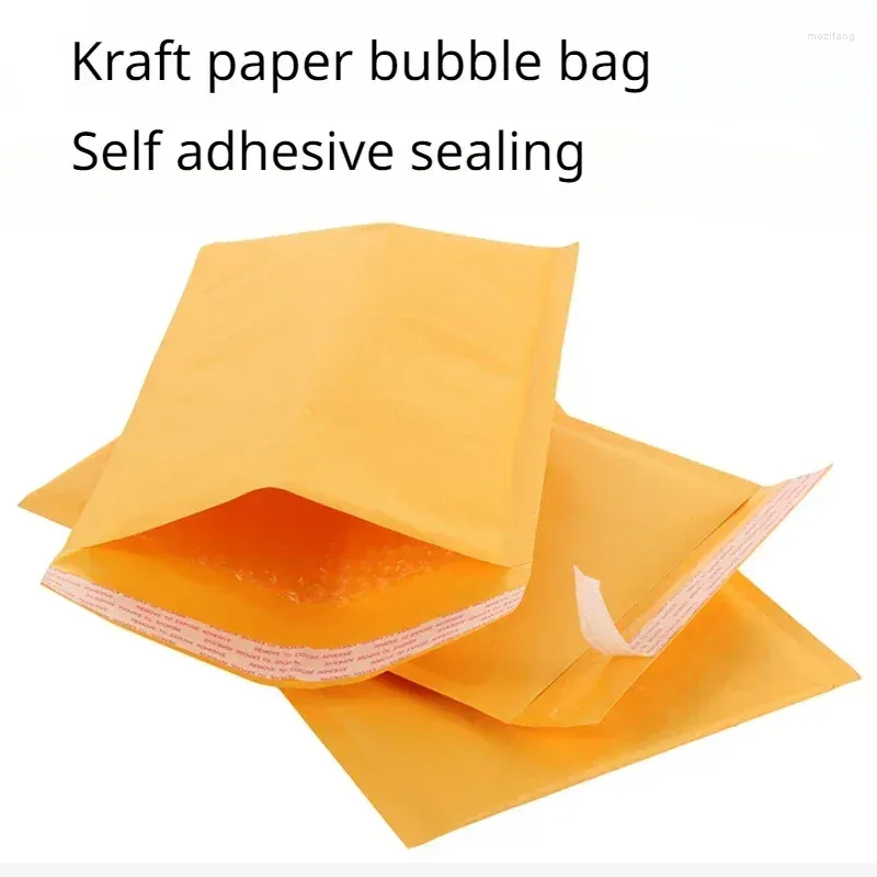 Förvaringspåsar Kraft Paper Bubble Envelope Bag -Absorbering självhäftande Buffered Express Transport Förpackning Padded Mailer
