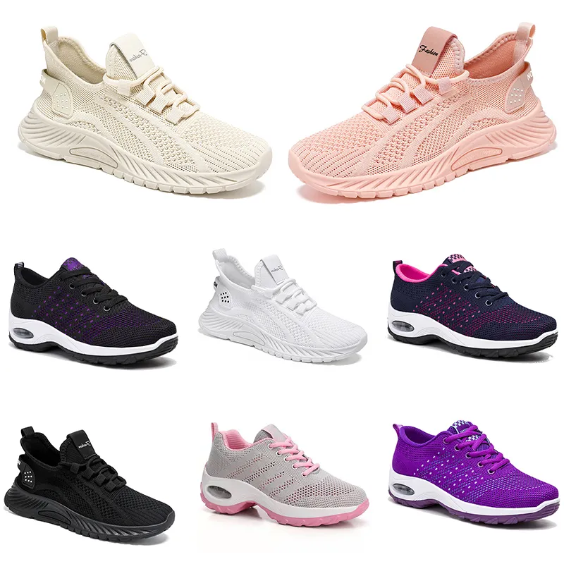 New Men Women Hiking Running Flat Shoes Soft Sole Fashion Purple White Black Comfortable Sports Color Blocking Q27-1 GAI