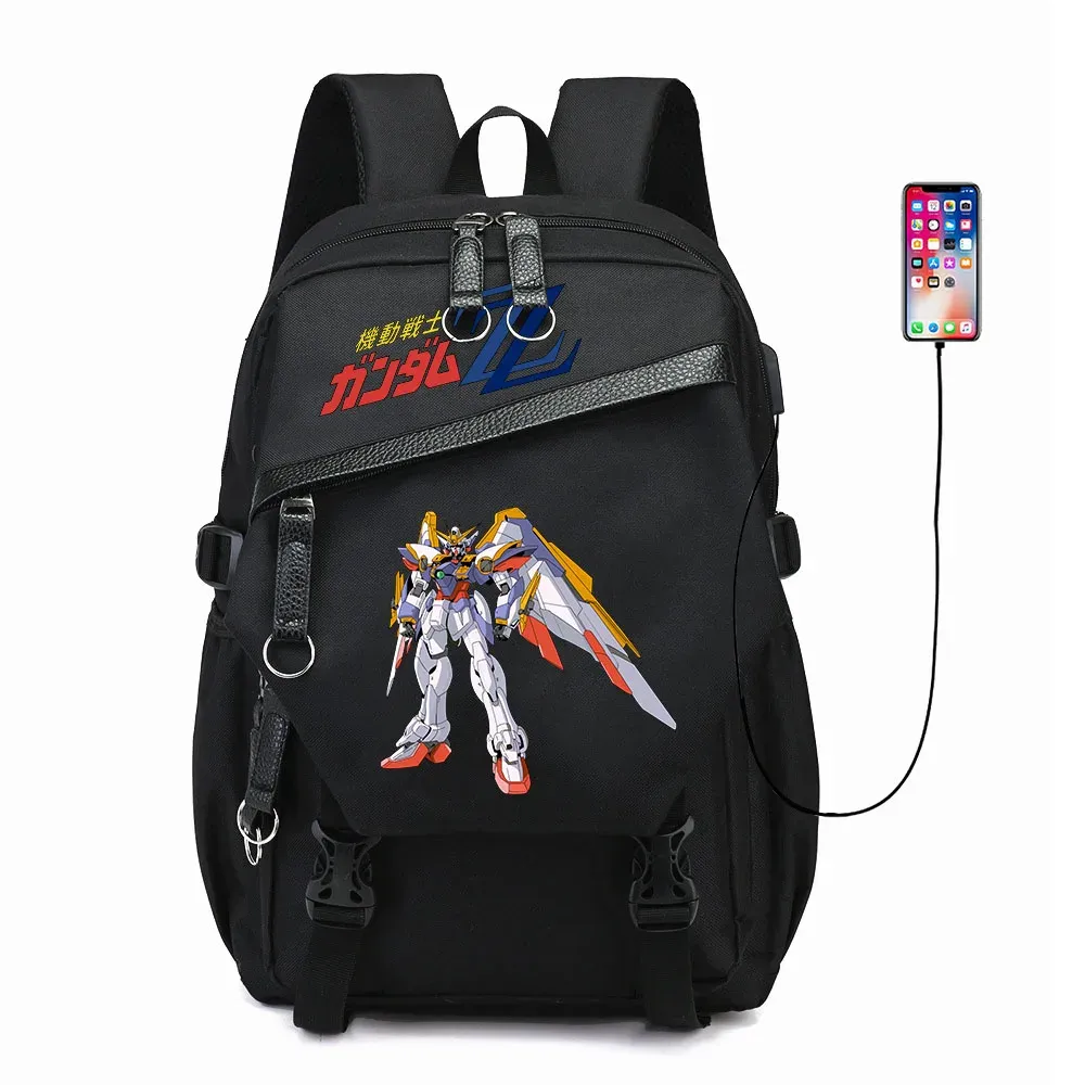 Sırt çantası anime gundam sırt çantası baskısı öğrenci karikatür okul çantası usb paketi açık paket açık paketi seyahat dizüstü bilgisayar çantası oxford bez sırt çantası