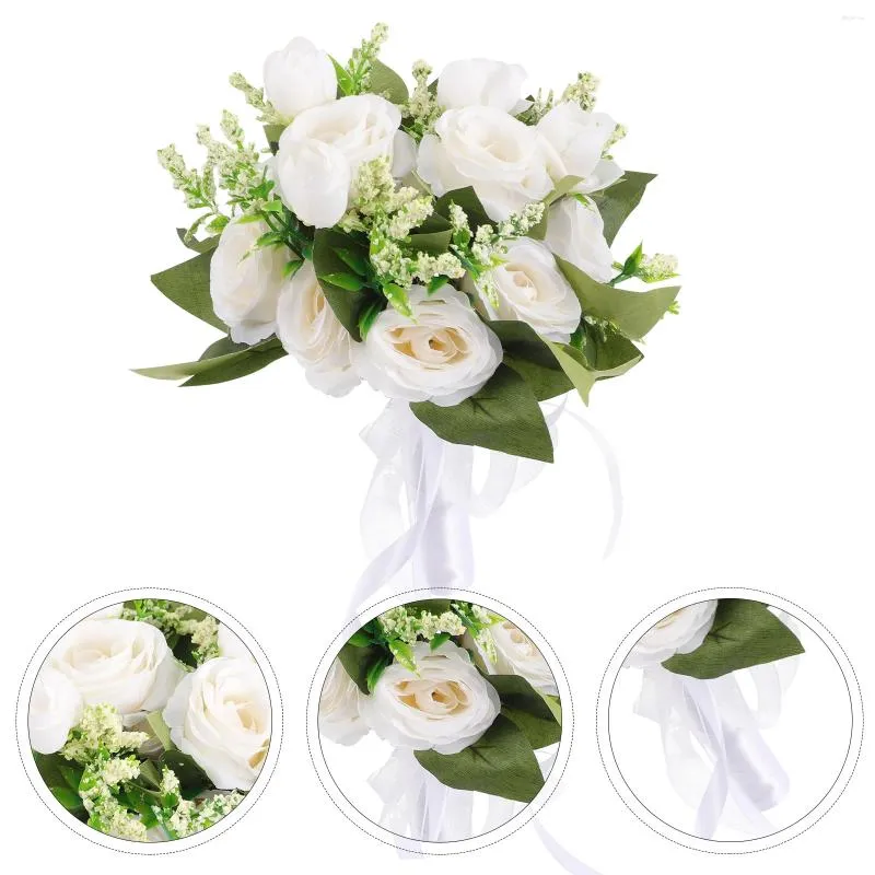 Decorative Flowers Roses Bridal Bouquet Bride Dried Greenery For Bouquets Weddings Artificial