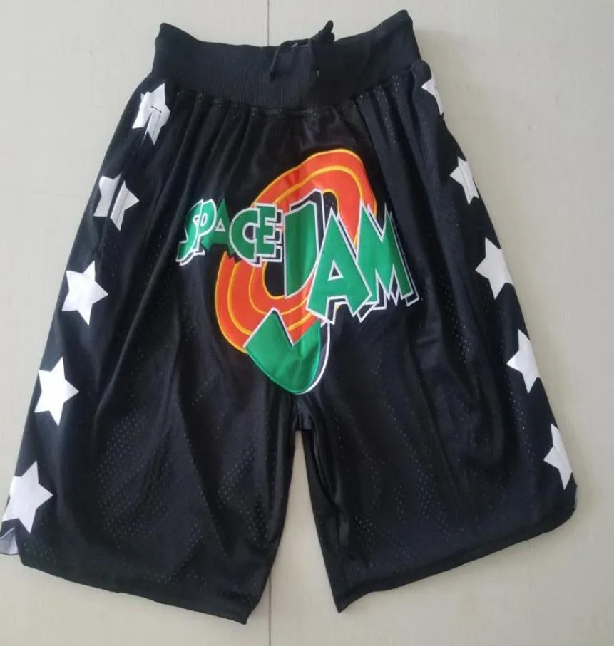 Short d'équipe Vintage de basket-ball, poches zippées, vêtements de course, Space Jam, noir, juste fait, taille SXXL5965462