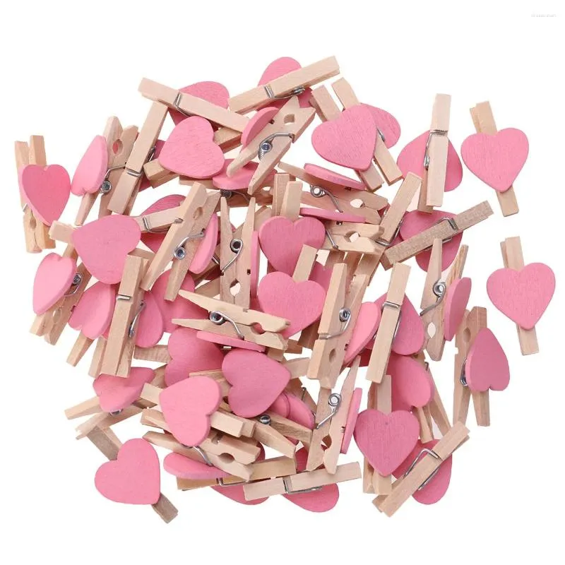 Cadres 50pcs vêtements pinces en bois en forme de coeur bricolage artisanat Po papier chevilles pour cartes Pos peintures scrapbooking mariage