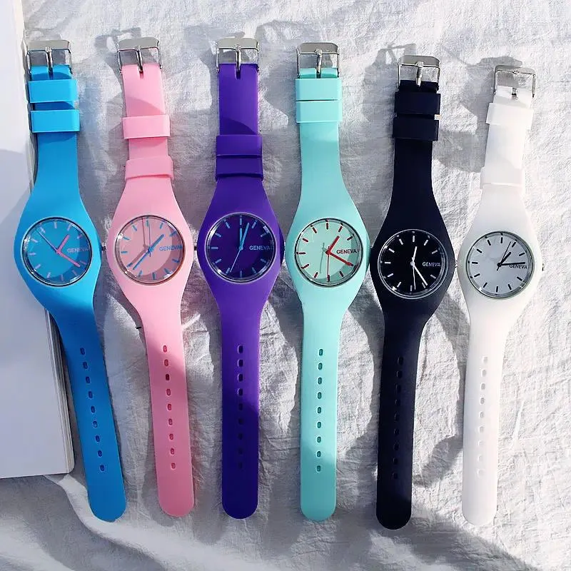 Montres-bracelets mode gelée Silicone montre femmes décontracté genève Sport montres Reloj Mujer Quartz montre-bracelet hommes Hombre