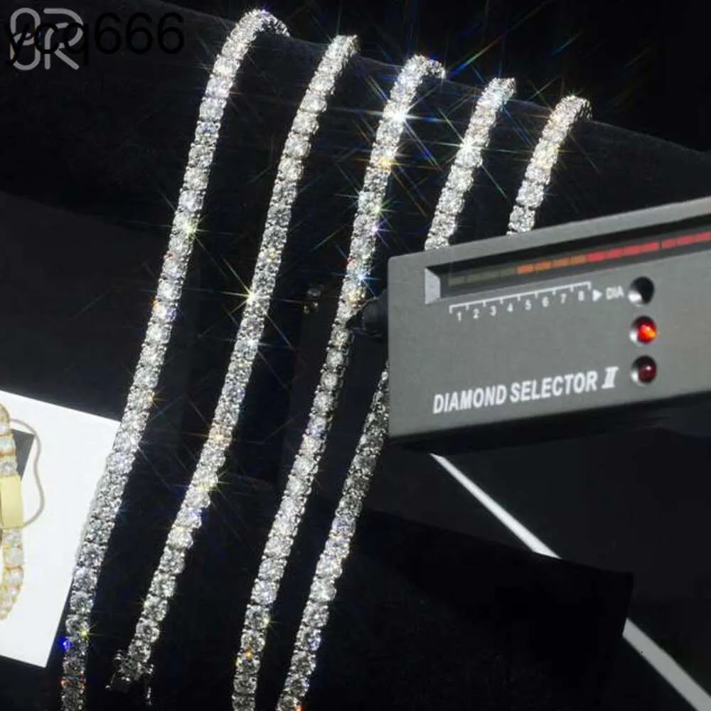 Preço de atacado 3mm 4mm 5mm vvs moissanite tênis corrente colar passar diamante testador redondo corte brilhante pulseira de diamante