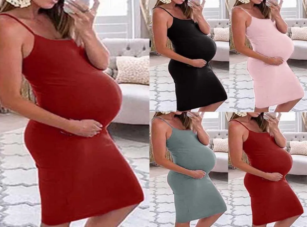 Abito da gravidanza Donna Casual Abito senza maniche Fionda Moda Donna incinta Abbigliamento Allattamento Abito lungo da allattamento Q07132451992