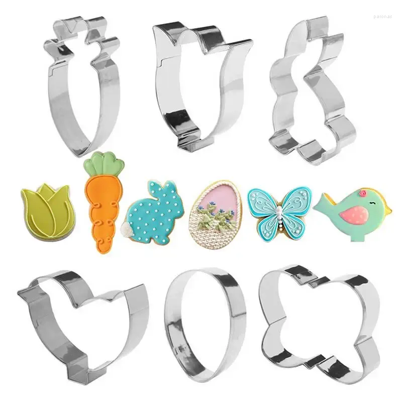 Baking Moulds Easter Cookie Cutters Cute Cartoon Shapes Stainless Steel Mould For Cake Home Kitchen Tool