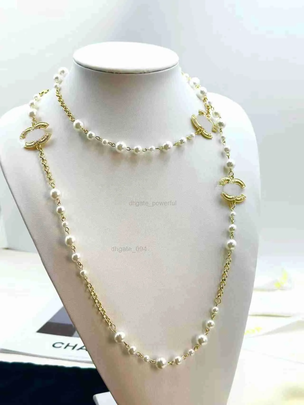 Femmes colliers de perles bijoux collier collier de créateur mode colliers de perles marque lettre pull collier 10 Style