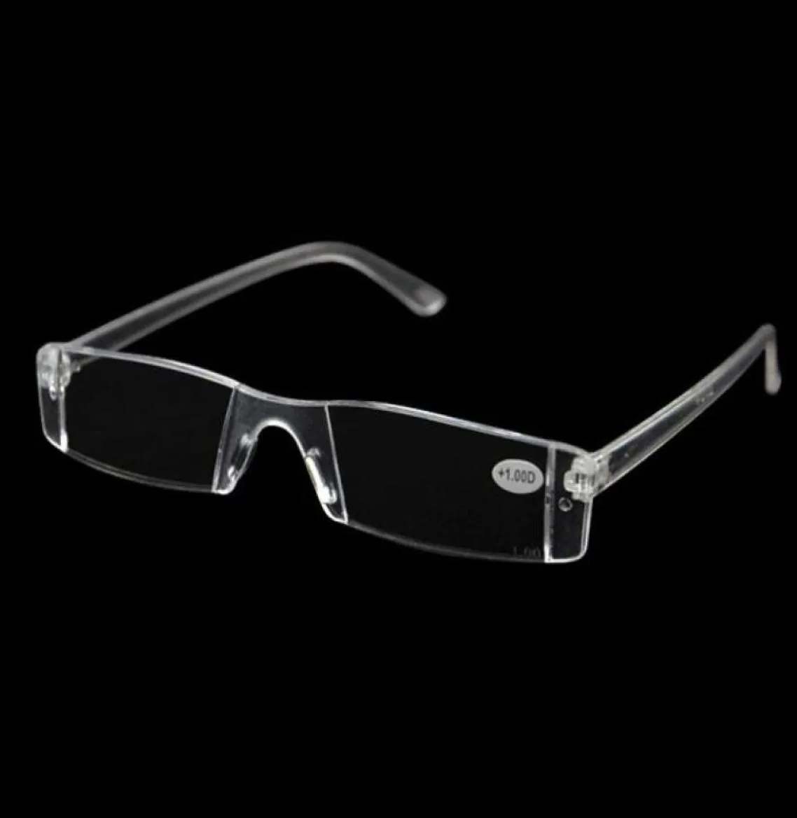 Men Women Clear Reading GlassesTransparent Plastic Rimless Presbyopia Pocket Reader RX Optic Glasses for Aging People 1004006969821