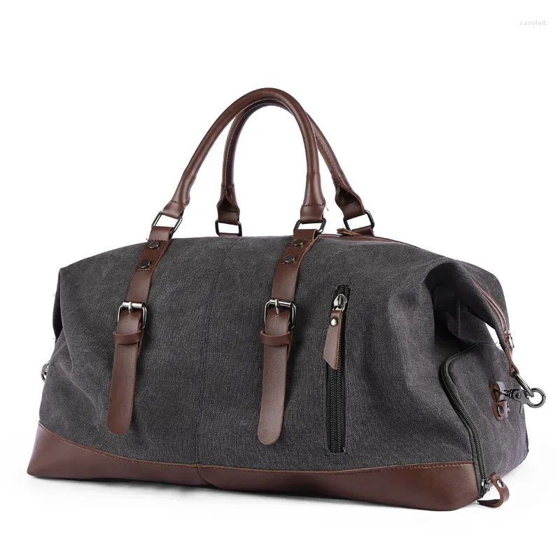 Duffel Bags Retro Canvas Handbag Travel Bag Men's Fashion Trend Large Capacity Short Distance Luggage Shoulder Backpack Male