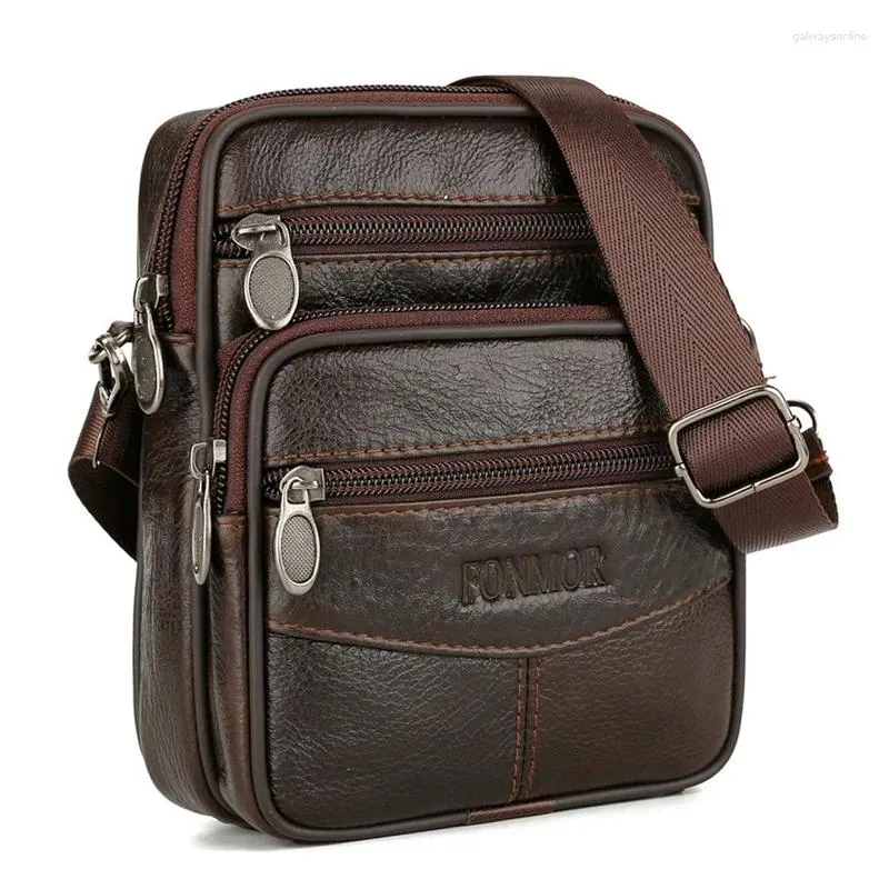 Schultaschen Marke Retro Echtes Leder Männer Schulter Gürtel Pack Braun Hohe Kapazität Crossbady Tasche Vintage Messenger Mann