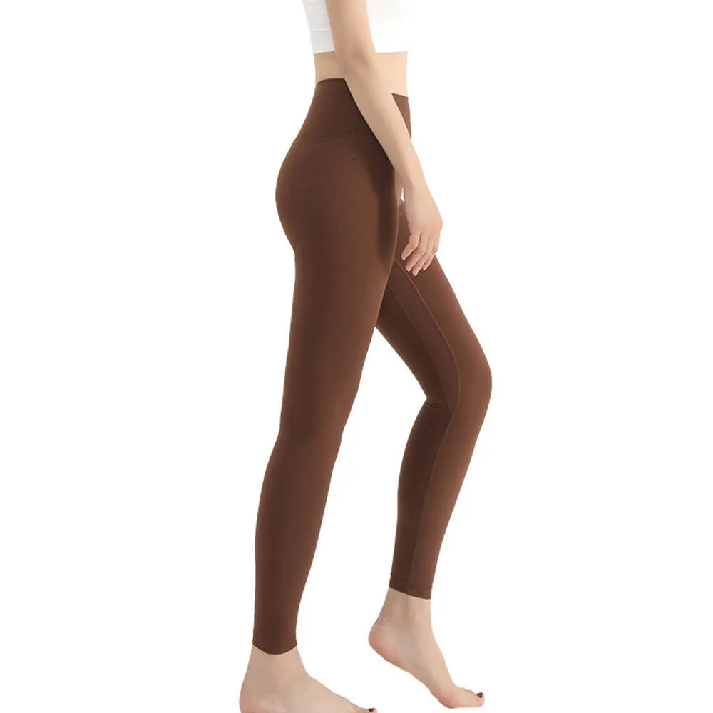 Lu hizalanma tozlukları lul çıplak kıyafet hissediyorum çift yüzlü fırçalanmış yoga kadın 24 inç spor bal şeftali kalçaları sıkı pantolonlar gry gry lu-08 2024