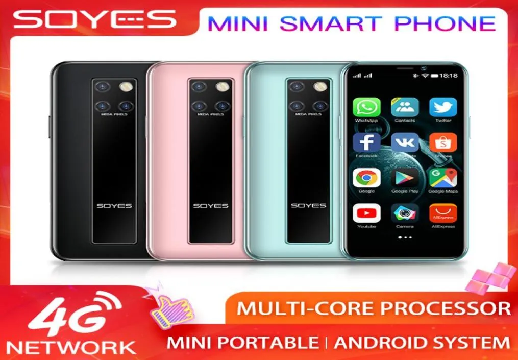Mini Cell phones SOYESS10H 3G 4G LTE Smartphone 3GB 64GB ROM 35Inch MTK QuadCore Android cellphone 2100mAh 50MP 80MP Small Poc7634543