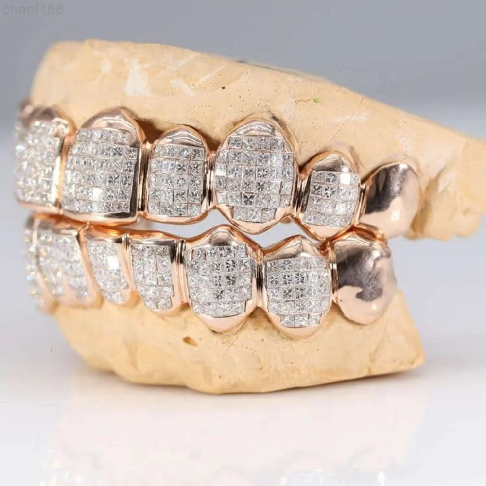 Grillz Custom Moissanite Diamonds 925シルバー完全アイスアウトダイヤモンドヒップホップ歯の女の子Men MoissaniteGrillz