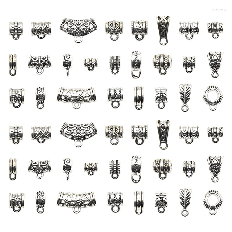 Charms 25st -kontakter Bail Tube -pärlor passar europeisk charmarmband Pendant Tibetan Silver Spacer Bead Hanger för DIY smycken tillverkning