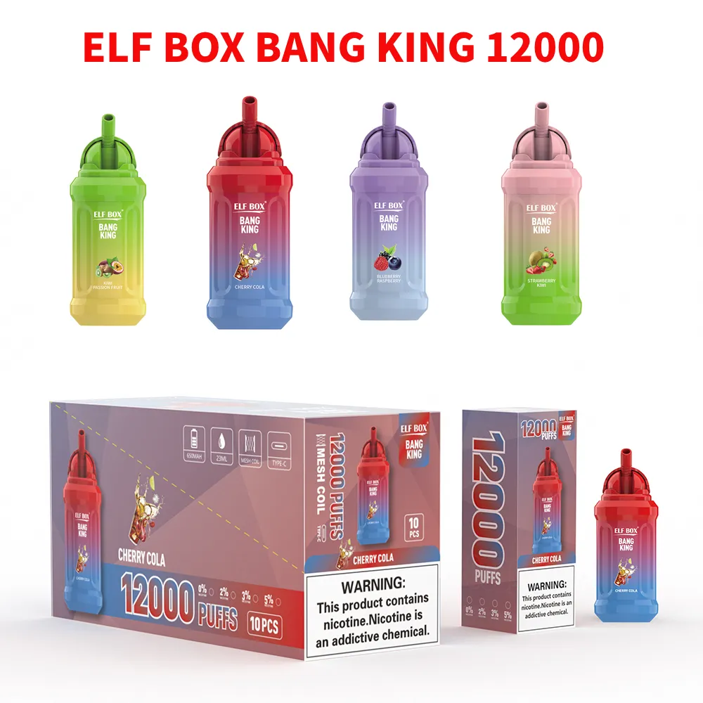 Original ELF BOX bang king 12000 Puffs Disposable E-cigarettes Vape Puff 12k 23ml Pre-filled Pod 650mah Rechargeable 20 Flaovrs Pen Vs Bang box 12000 15000 12k vapes