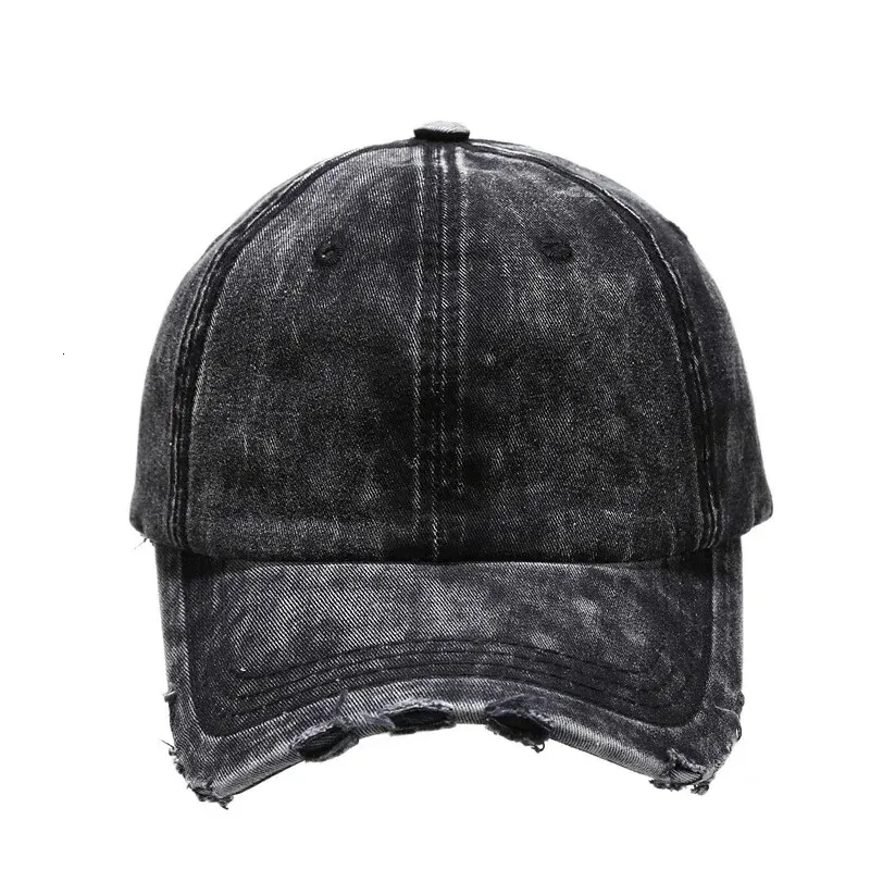 Män kvinnor nödställda Jean Hat ostrukturerade baseballmössor tvättade denim Plain Six Panel Dad Hat Black Brown Pink Blue 240223