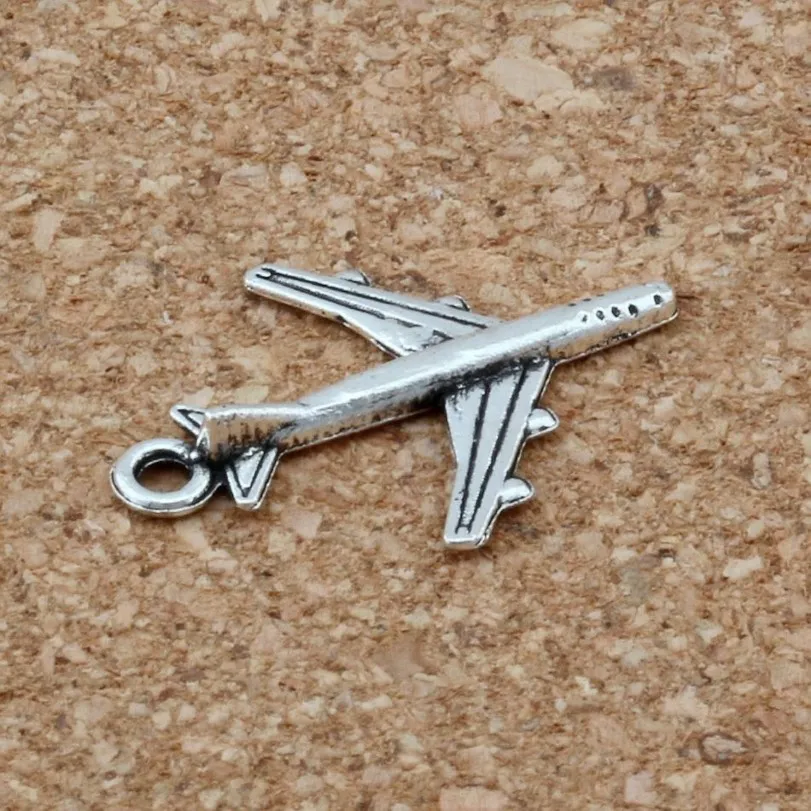 Breloques d'avion en alliage, pendentifs pour la fabrication de bijoux, Bracelet et collier, accessoires de bricolage, argent Antique 16x22mm, 200 pièces, A-115257n