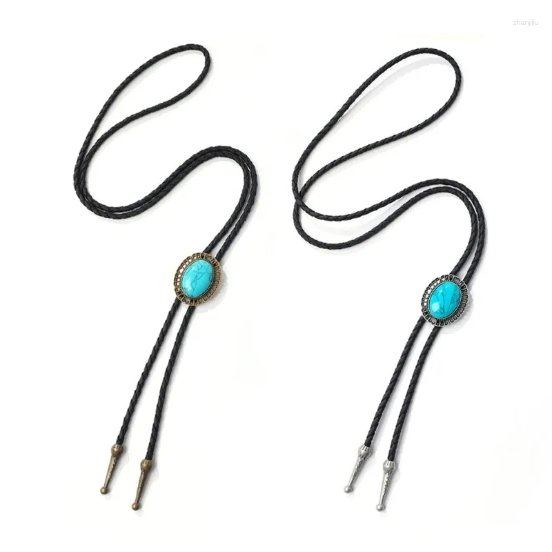 Bow Ties 2PCS Bolo Tie For Male Carnivals Necktie Turquoises Buckle Shirt Sweater Decorative