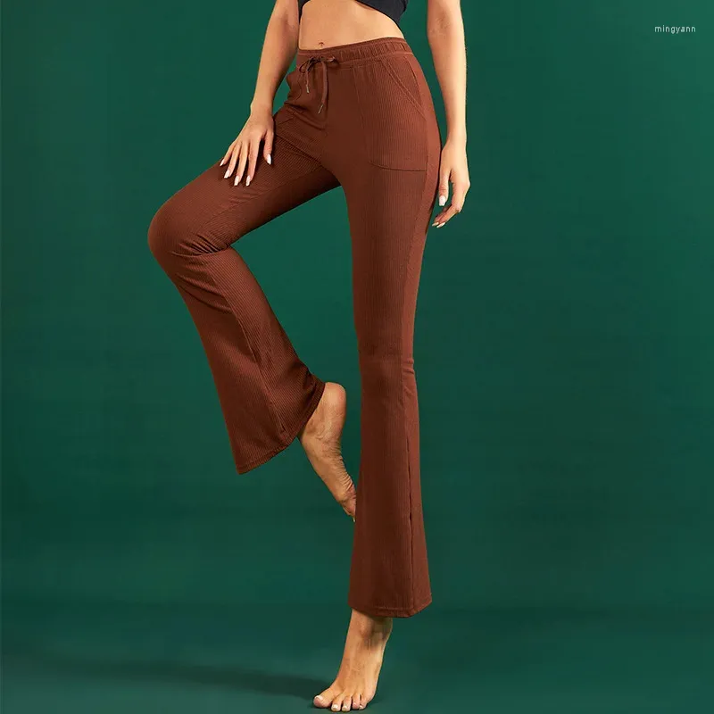 Pantalons pour femmes Dance Bell Bottoms pour femmes Minceur Exercice Fitness Sensation nue Yoga Show Automne et hiver