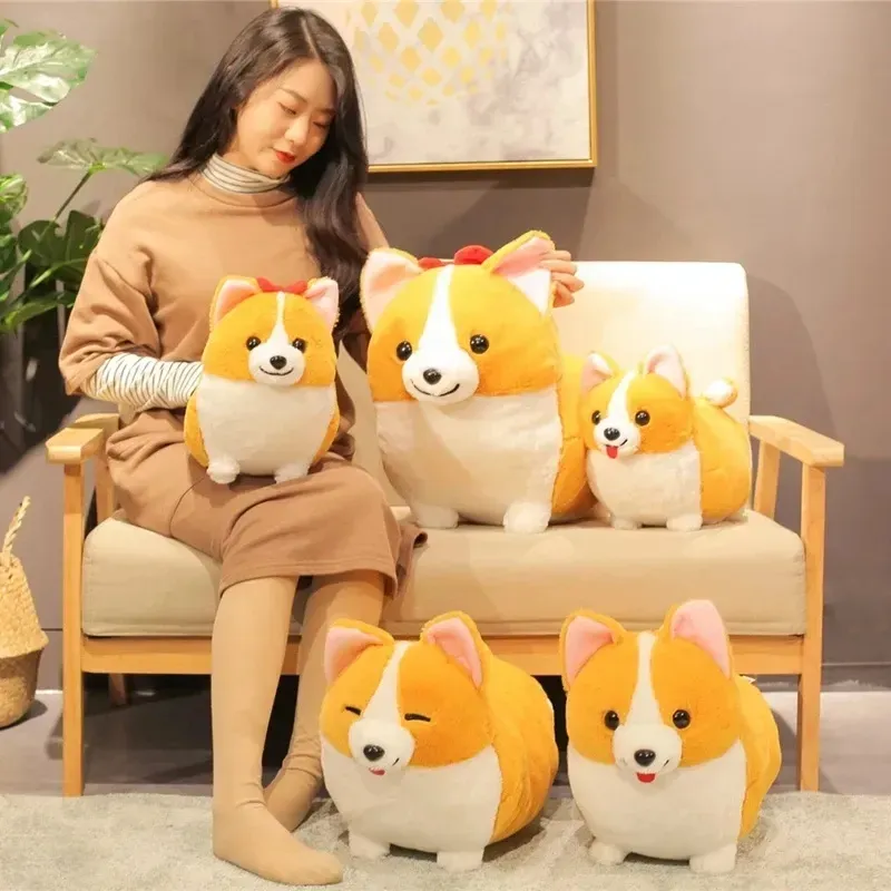 38cm adorável corgi cão brinquedo de pelúcia recheado macio animal dos desenhos animados travesseiro bonito presente de natal para crianças kawaii presente dos namorados