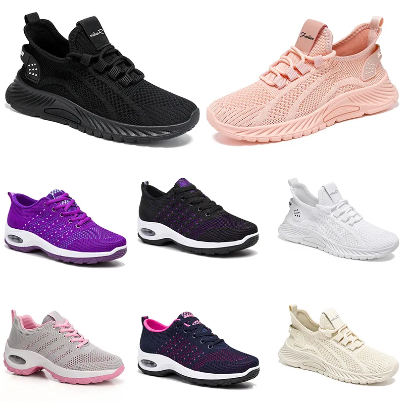 Nouveaux hommes femmes chaussures randonnée course chaussures plates semelle souple mode violet blanc noir sport confortable blocage de couleur Q14-1 GAI