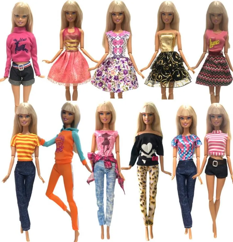Mix Style 5 PCS mycket hela dockkläder Tillbehör Fashion Casual Wear Baby Doll för flicka 28cm30cm DIY Toys5208644