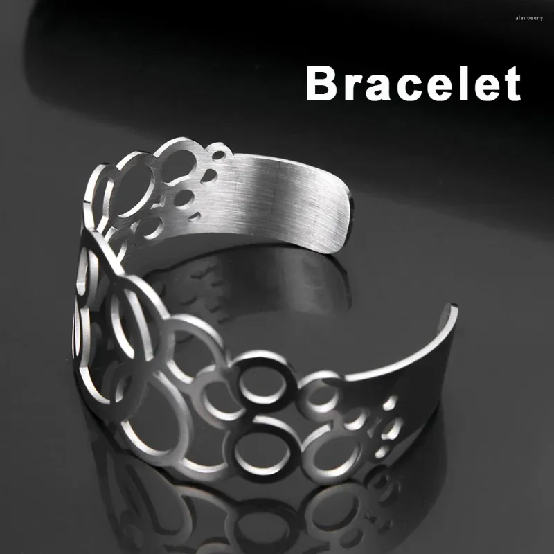 Bracciale LIKGREAT bracciale aperto largo grande Matel per le donne Gioielli di moda Femme regolabili in acciaio inossidabile cavo