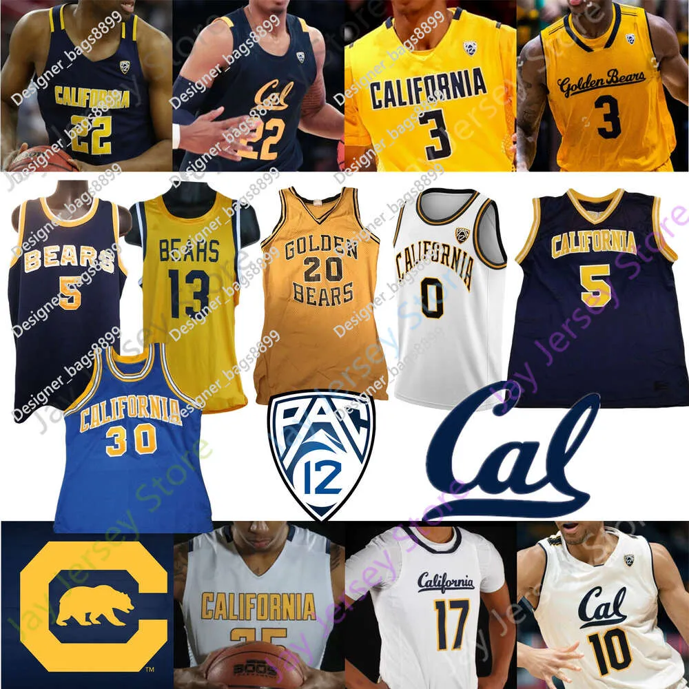 Maglia da basket California Golden Bears NCAA College Marrone Jason Kidd Bradley Austin South Anticevich Abdur-Rahim Johnson Anderson Crabbe