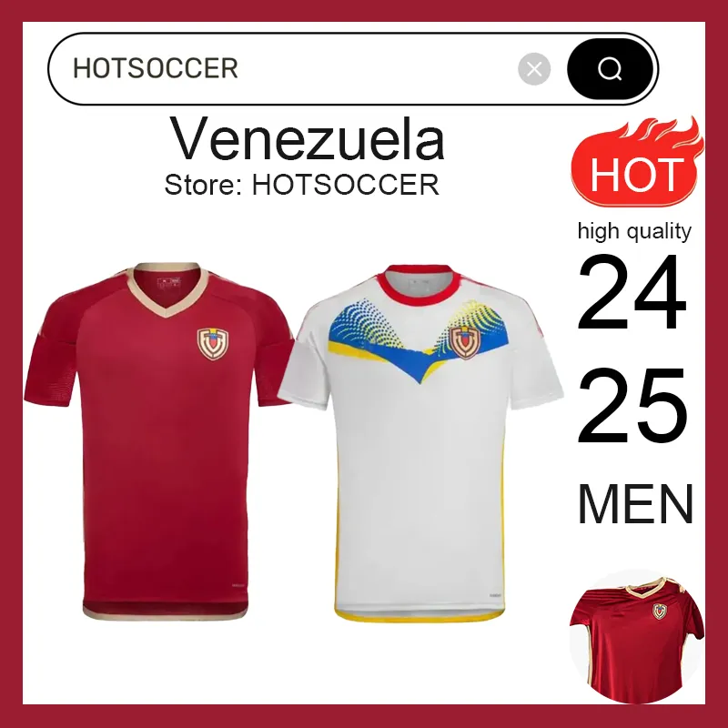 2024 2025 Venezuela Soccer Jerseys Kit Kit 24/25 Narodowa koszula piłkarska Mężczyźni Home Red Away White Camisetas Copa America Cordova Soteldo Rincon Bello Sosa Rondon