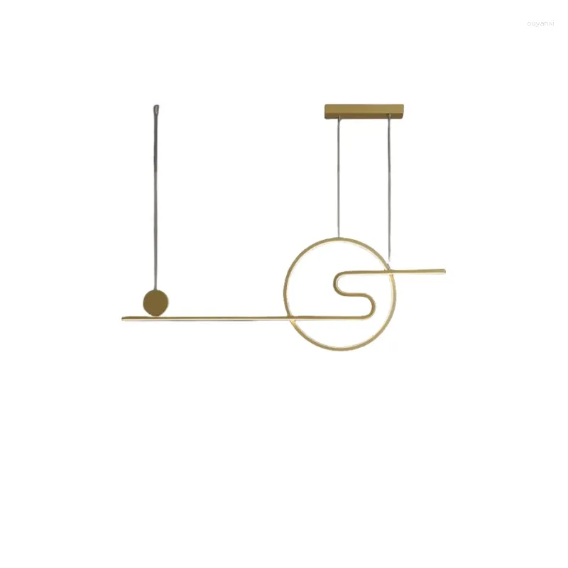 Pendelleuchten Nordic Simple Gold / Schwarz LED Bar Kronleuchter Beleuchtung Modernes Büro Restaurant Küche Studie Hängeleuchte Streifen