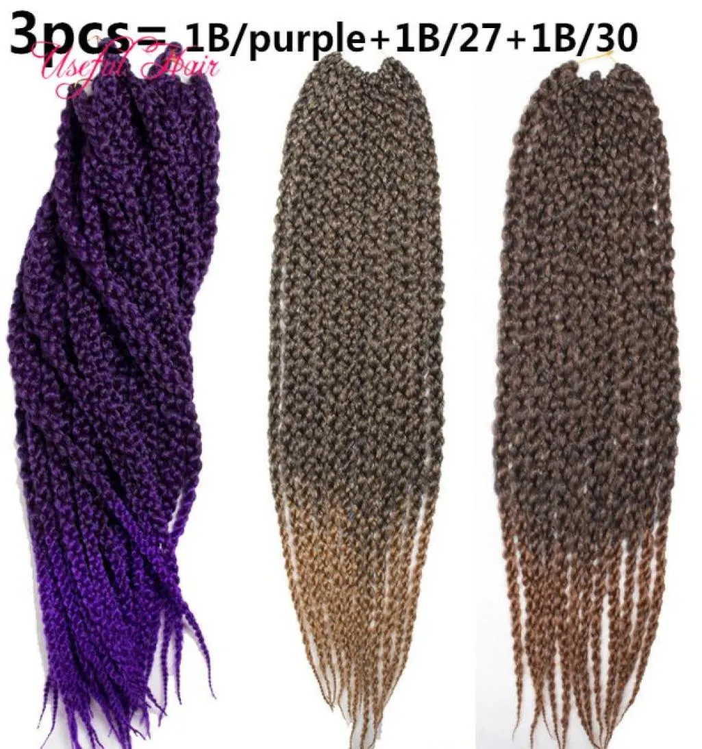 beautiful gift Christmas 22quot 3D Cubic Crochet Braids Hair Ombre braiding hair Box Braids braided in bundles ombre braid2605438