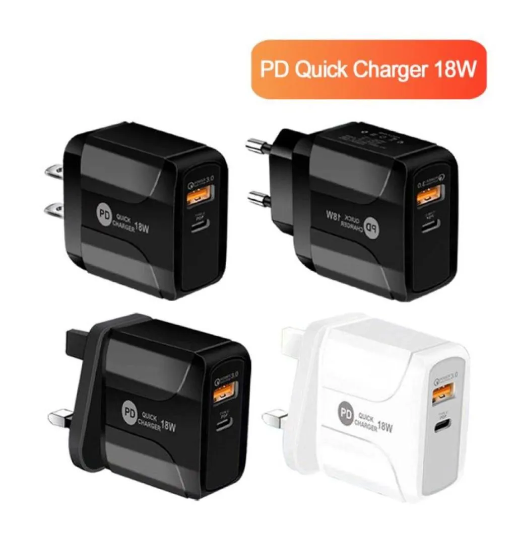 18W PDタイプC USB HuaweiのクイックチャージャーP30 QC 30 Fast Wall Charger EU UK Plug Adapte for Samsung Xiaomi7602812